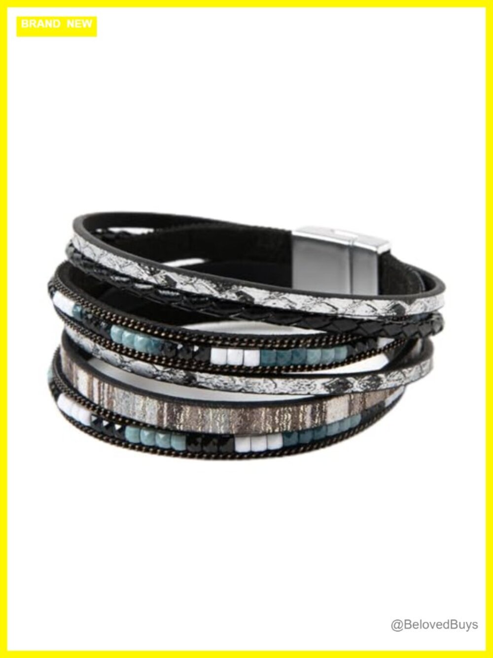 Boho Braided Leather Wrap Bracelet Women Cuff Faux Leather